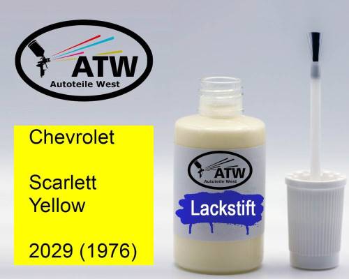 Chevrolet, Scarlett Yellow, 2029 (1976): 20ml Lackstift, von ATW Autoteile West.